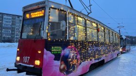 Новогодние трамвайчики начали курсировать в Череповце