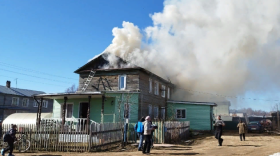 В поселке Устье сгорел четырехквартирный двухэтажный дом, где проживали семь пенсионеров