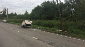 В Череповецком районе иномарка врезалась в столб и перевернулась