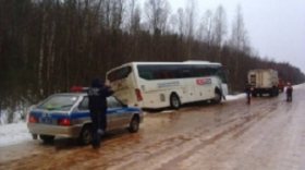 В Вытегорском районе пассажирский автобус слетел с дороги