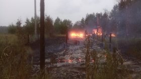 В Тотемском районе из-за удара молнии сгорел нежилой деревянный дом