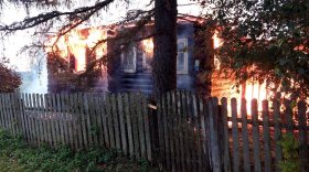 В Сокольском районе из-за удара молнии сгорел частный деревянный дом