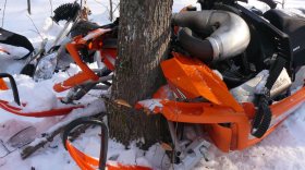 В Вытегорском районе мужчина на снегоходе врезался в дерево и погиб