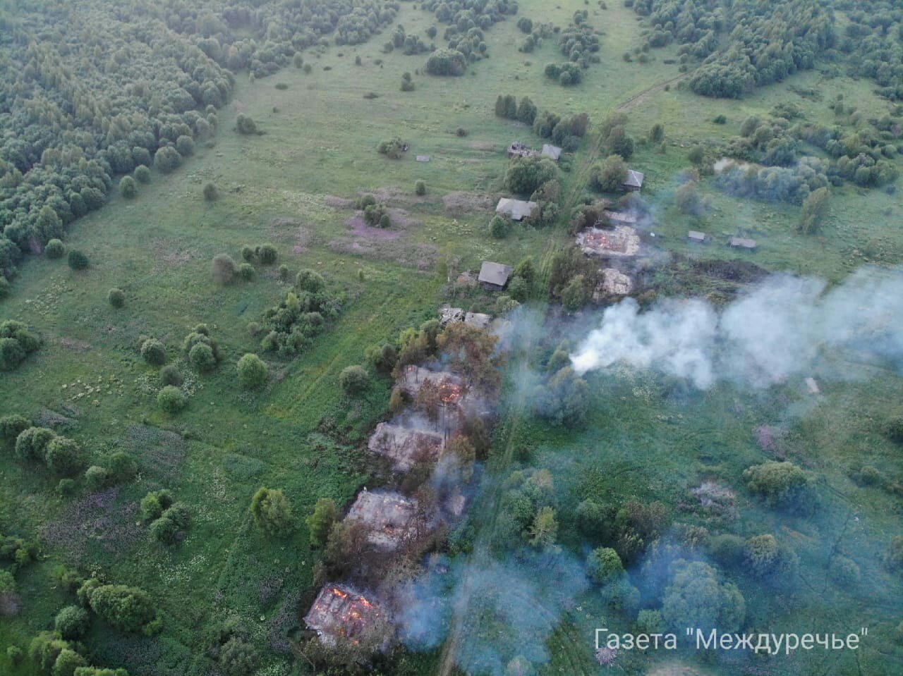 В деревне Петрищево Междуреченского района сгорели шесть деревянных домов |  26.06.2021 | Вологда - БезФормата