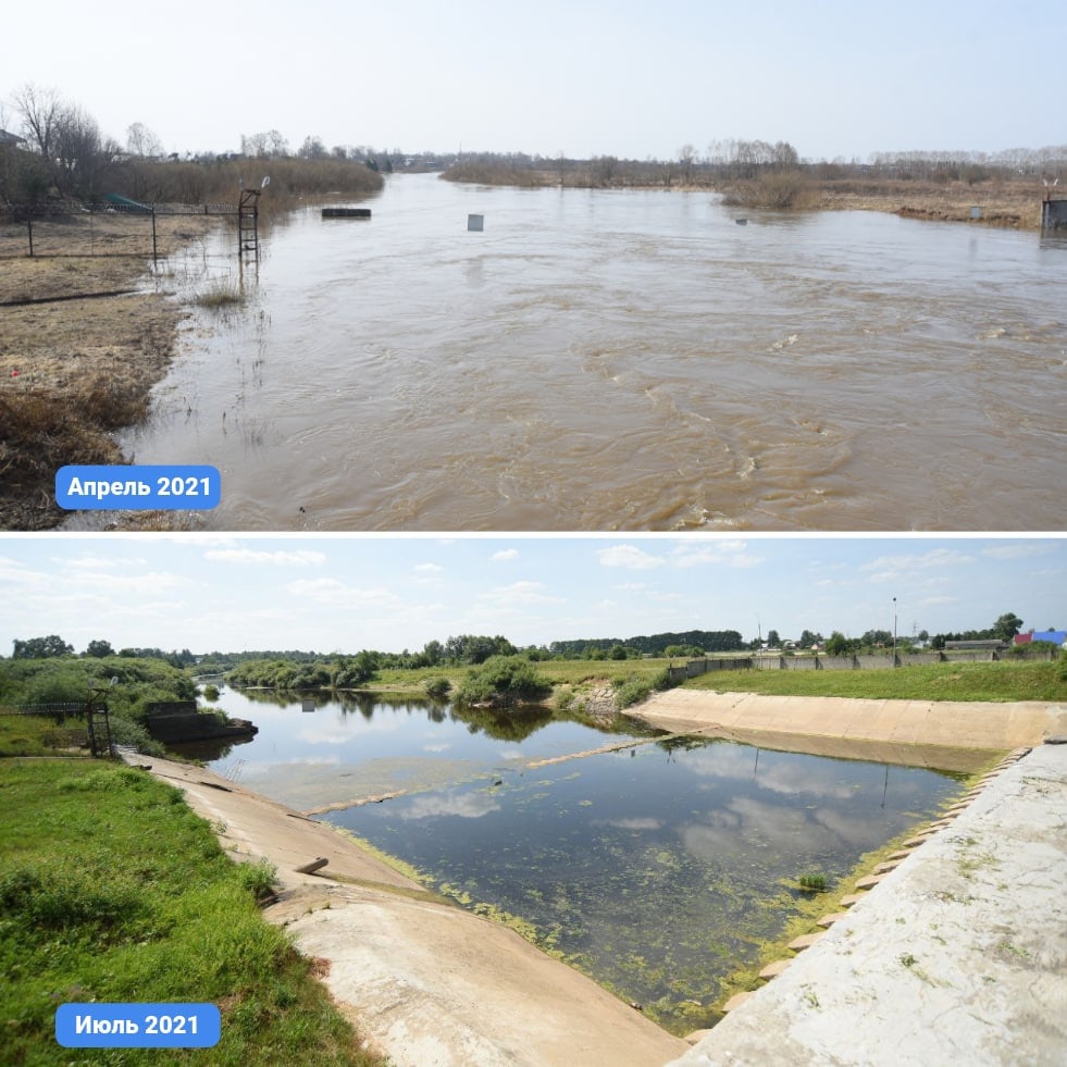 Из-за жары уровень воды в реке Вологде резко снизился