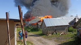 В поселке Грибково Вологодского района горело сразу восемь хозпостроек 