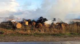 На территории сельхозпредприятия в Грязовецком районе сгорели 80 рулонов сена