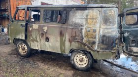 В посёлке Сазоново Чагодощенского района сгорел УАЗ «буханка»