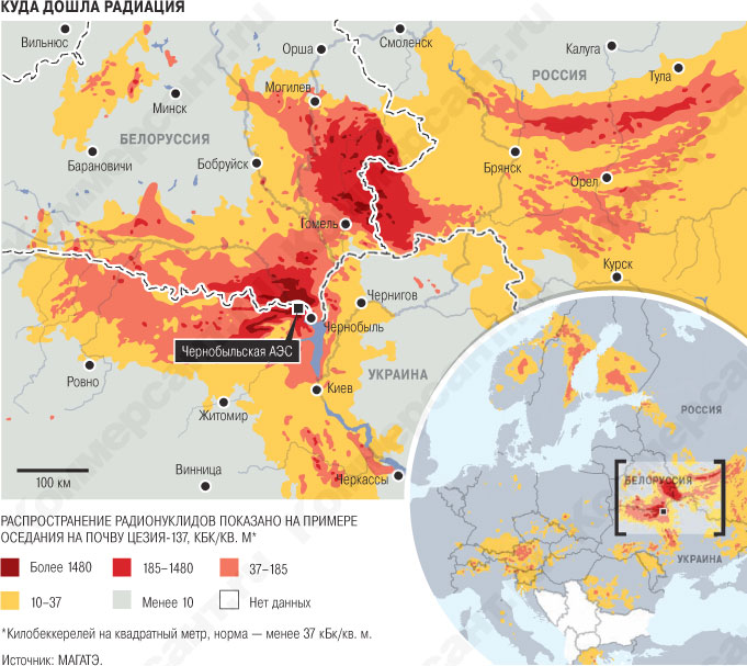 Радиация в европе карта