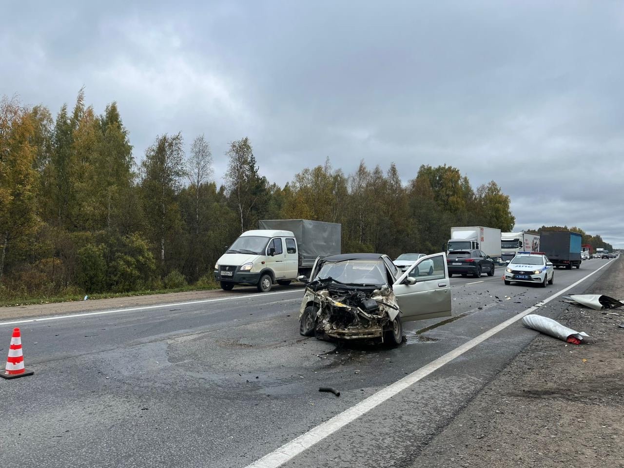 Жёсткая авария произошла на трассе в Сокольском округе