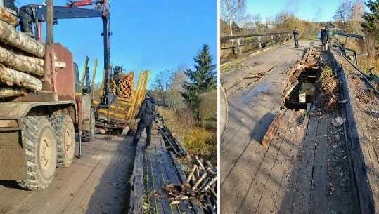 Грузовик продавил мост в Устюженском округе