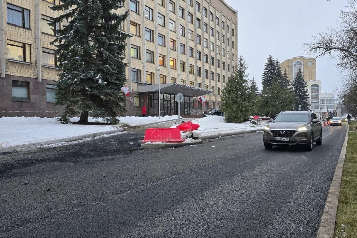 На улице Пушкинской Вологды открыто однополосное движение