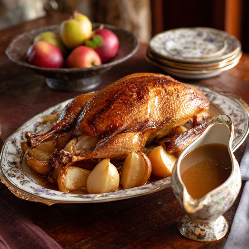 Рождественская утка с яблоками по‑английски: рецепт с сидровой подливой