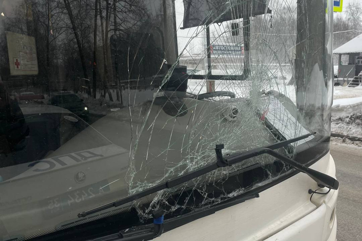 В Череповце пенсионерка разбила лобовое стекло автобуса своим телом