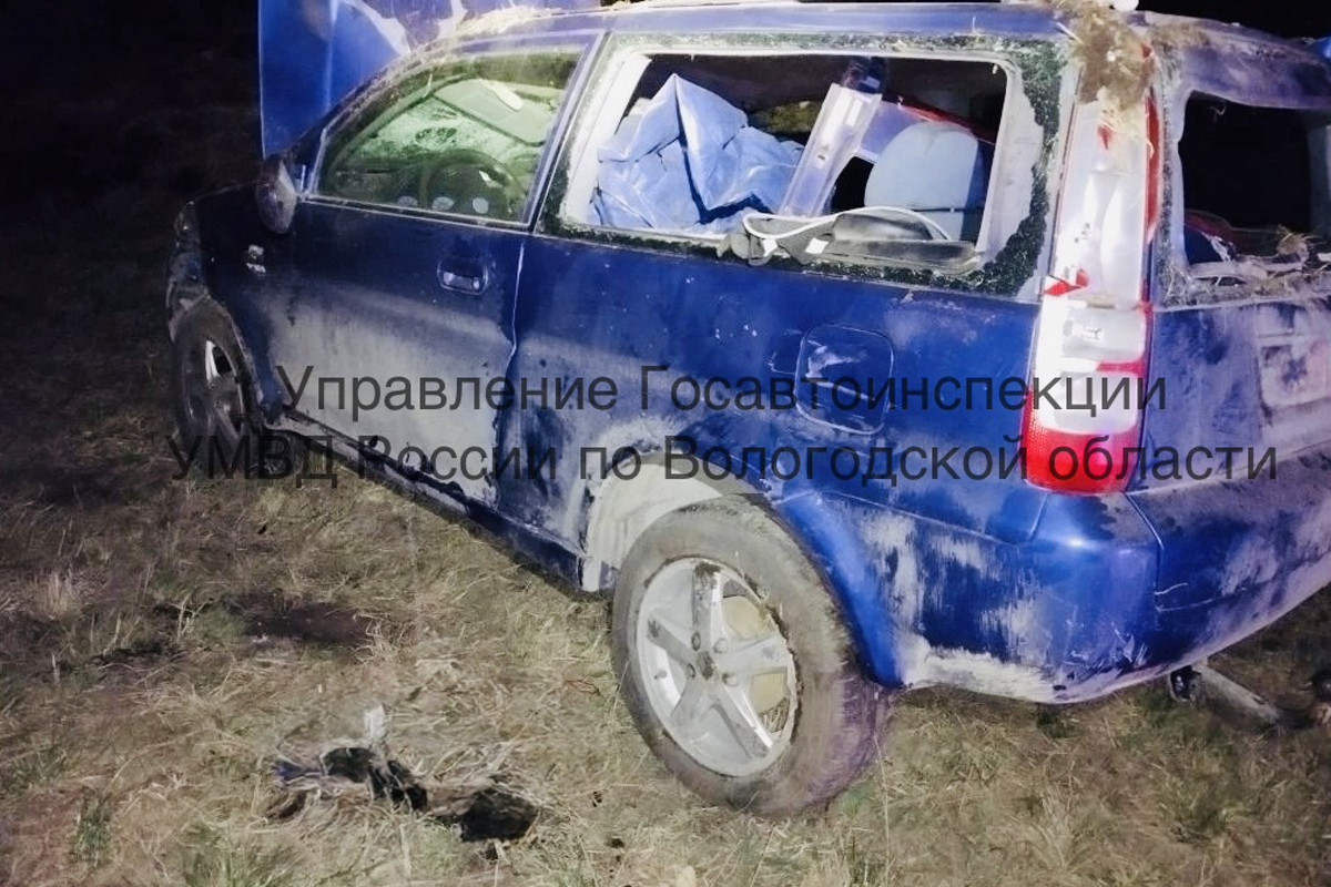 Под Устюжной машина вылетела в кювет через встречную полосу