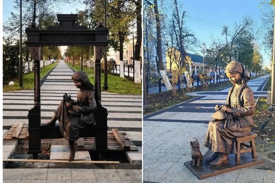 Две новые скульптуры установили на улице Мира в Вологде